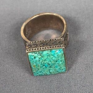 Silpada R1324 Retired Sterling Silver & Turquoise Ornate Band Ring Size 10